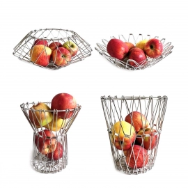 Multipurpose Fruit Basket Stainless Steel Wire Bowl Foldable Basket For Vegetable |  Fruits | Dining