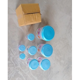 Air Tight Plastic Transparent Container Set (10000ml, 7000ml, 5000ml, 3000ml, 2000ml, 1000ml, 750ml, 500ml)