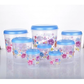 Air Tight Plastic Transparent Container Set (10000ml, 7000ml, 5000ml, 3000ml, 2000ml, 1000ml, 750ml, 500ml)