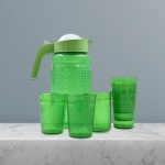 Unbreakable Plastic Drinking Water / Juice Jug and 6 pieces Glass (Assorted color)