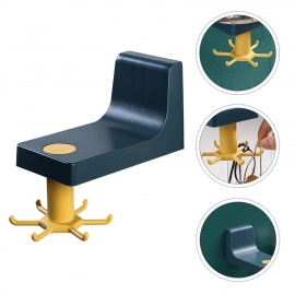 360 Degree Rotating Self Adhesive Plastic Wall Hook Hanger With 6 Heavy Duty Claw Hooks