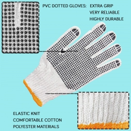 Unisex Knitted | Sewing Cotton Plain Hand Gloves Raw White