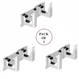 2 Pin Cloth Hanger Bathroom Wall Door Hooks For Hanging keys, Clothes Holder Hook Rail (Pack of 3)