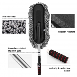 Car Duster, Long Retractable | Soft,  Non-Slip, Handle Multipurpose Microfiber Wash Brush