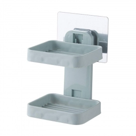 Plastic Double Layer Soap Stand, Holder, Wall Soap Box Sturdy Vacuum Dispenser Tray