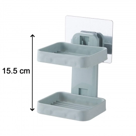 Plastic Double Layer Soap Stand, Holder, Wall Soap Box Sturdy Vacuum Dispenser Tray