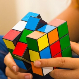 Plastic Fancy 3x3 Small Cube Puzzles Game | 2 Pieces (Multicolour)