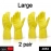 Pair Of 2 Large Yellow Gloves For Types Of Purposes Like Washing Utensils, Gardening And Cleaning Toilet