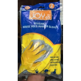 Pair Of 2 Large Yellow Gloves For Types Of Purposes Like Washing Utensils, Gardening And Cleaning Toilet