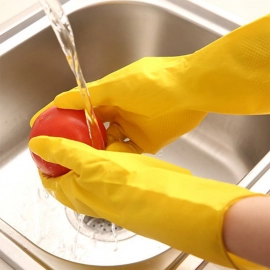 2 Pair Med Yellow Gloves For Types Of Purposes Like Washing Utensils, Gardening And Cleaning Toilet