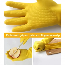2 Pair Med Yellow Gloves For Types Of Purposes Like Washing Utensils, Gardening And Cleaning Toilet