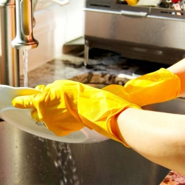 2 Pair Med Yellow Gloves For Types Of Purposes Like Washing Utensils, Gardening And Cleaning Toilet