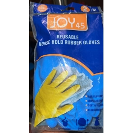 2 Pair Med Yellow Gloves For Types Of Purposes Like Washing Utensils, Gardening And Cleaning Toilet