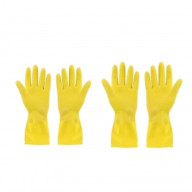 2 Pair Med Yellow Gloves For Types Of Purposes Like Washing Utensils, Gardening And Cleaning Toilet