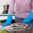 2 Pair Large Blue Gloves For Different Types Of Purposes Like Washing Utensils, Gardening And Cleaning Toilet