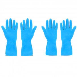 2 Pair Large Blue Gloves For Different Types Of Purposes Like Washing Utensils, Gardening And Cleaning Toilet