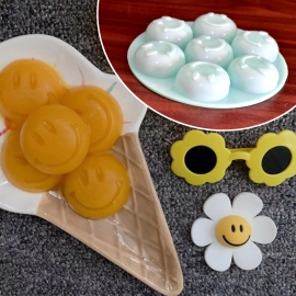 7 Cavity Smiley Shape Chocolate Mold Tray Cake Baking Mold Flexible Silicone Chocolate Making Tool