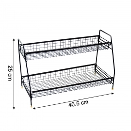 Metal Space Saving Multi Purpose 2 Tier 2 Layer Kitchen Spice Rack Storage Organizer Shelf Stand