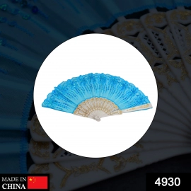 Hand Folding Fan, Chinese Vintage Style Handheld Fan With Fabric Sleeve