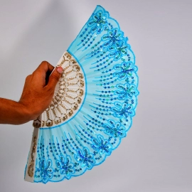 Hand Folding Fan, Chinese Vintage Style Handheld Fan With Fabric Sleeve