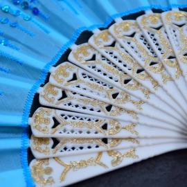 Hand Folding Fan, Chinese Vintage Style Handheld Fan With Fabric Sleeve