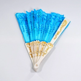 Hand Folding Fan, Chinese Vintage Style Handheld Fan With Fabric Sleeve