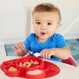 Silicon Micky Plate And 1 Spoon and 1 Fork Card Packing  | 1 Pc Product