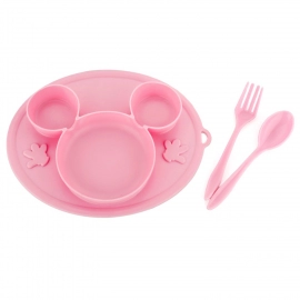 Silicon Micky Plate And 1 Spoon and 1 Fork Card Packing  | 1 Pc Product