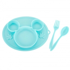 Silicon Micky Plate And 1 Spoon and 1 Fork Card Packing  | 1 Pc Product