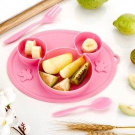 Silicon Micky Plate And 1 Spoon and 1 Fork Card Packing  | 1 Pc Product