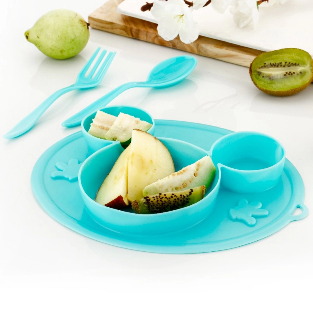 Silicon Micky Plate And 1 Spoon and 1 Fork Card Packing  | 1 Pc Product