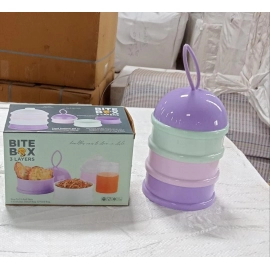 3 Layer Cute Portable Baby Food Milk Powder Storage Box Bottle Container, Food Container Bowl | Purple