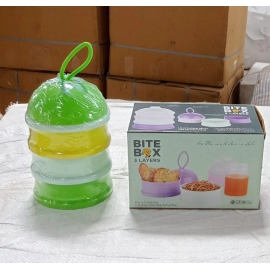 3 Layer Lunch Box Unique Design Bite Lunch Box With Liquid and Food Container Lunch Box | Green