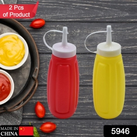 Plastic Squeeze Bottle Ketchup Mustard Honey Sauce Dispenser Bottle | 2 Pc Set