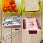Food Safe Materials Kids Lunch Box With steel  Spoon and chopsticks Compartment
