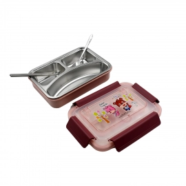 Food Safe Materials Kids Lunch Box With steel  Spoon and chopsticks Compartment