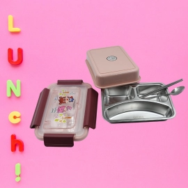 Food Safe Materials Kids Lunch Box With steel  Spoon and chopsticks Compartment