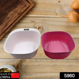  2 in 1 Kitchen Strainer Bowl Set Plastic Drain Basket