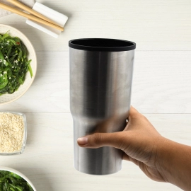 STAINLESS STEEL VACUUM GLASS INSULATED GLASS COFFEE CUPS DOUBLE WALLED TRAVEL MUG