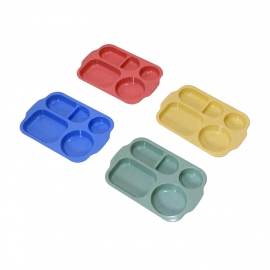 Divided Plates, 5 Compartments 32 CM Split Plates, Shatterproof Separating Plates (4 Pc Set)