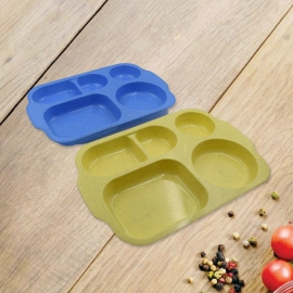 Divided Plates, 5 Compartments 32 CM Split Plates, Shatterproof Separating Plates (4 Pc Set)