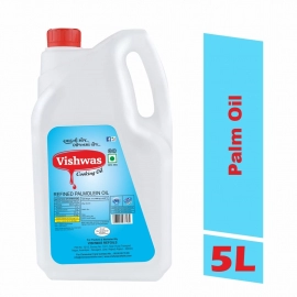 Vishwas Palm Oil Jar and Pouch | Refined Palm Oil 100% Pure Palmolin Cooking Oil (5Ltr Pack)