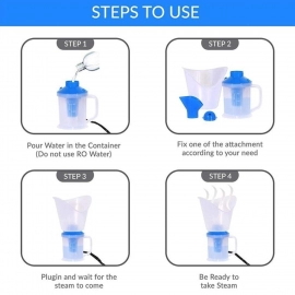 3 IN 1 STEAM VAPORIZER, COUGH STEAMER, NOZZLE INHALER AND NOSE VAPORIZER