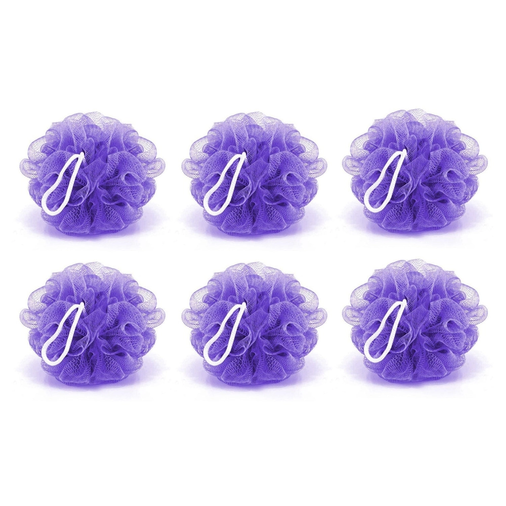 Bath Shower Loofah Sponge Pouf Body Scrubber | Pack of 6Pcs