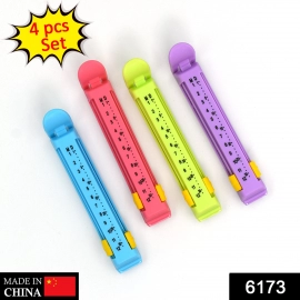 Small Multipurpose Food Snack Plastic Bag Clip Sealer/Packet Sealer Clamps/Manual Vacuum Bag Sealer/Food Pouch Clip/Bag Zipper/Food Clips Sealer | Set of 4