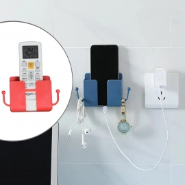 Wall Mounted Storage Box/Remote Storage Organizer Case with 2 Side Hanging Hooks