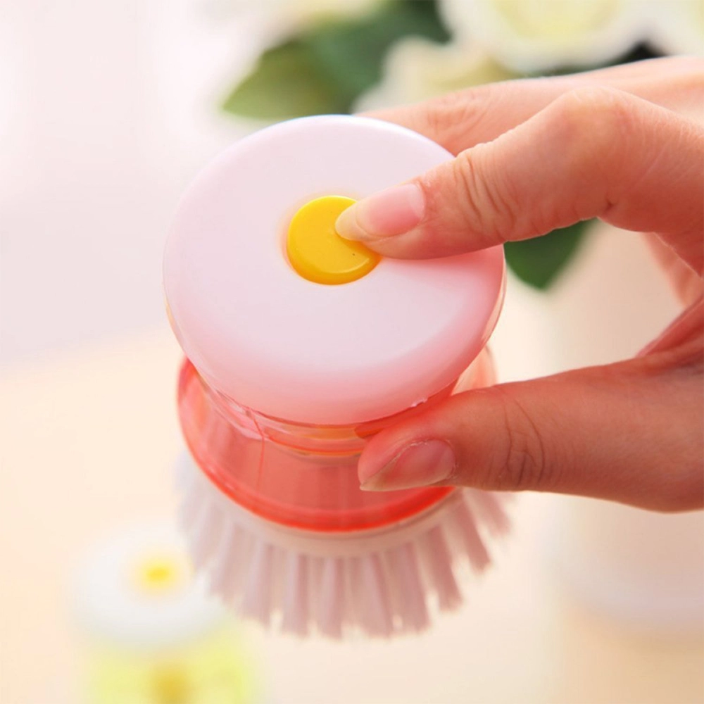 1pc Pink Cleaning Brush With Built-in Soap Dispenser, Multi-purpose Brush  For Dish, Pot And Sink