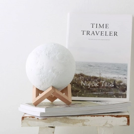 Moon Lamp3D Printing LED Night Light Moon Light with Stand, Warm and Cool, USB Rechargeable