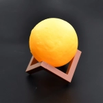 Moon Night Lamp Yellow Colors Changing Touch Sensor With Wooden Stand Night Lamp For Bedroom