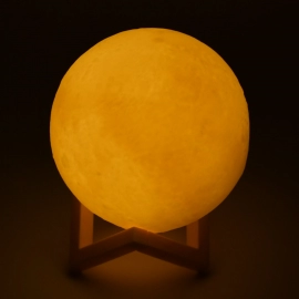 True home Moon Night LAMP with Wooden Stand Night LAMP for Bedroom